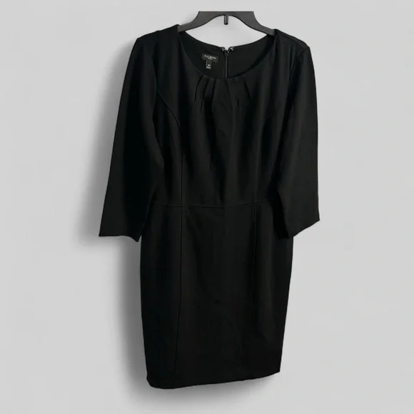 Talbots Petites black ponte knit pleated capsule midi dress capsule dressy chic - Picture 1 of 9